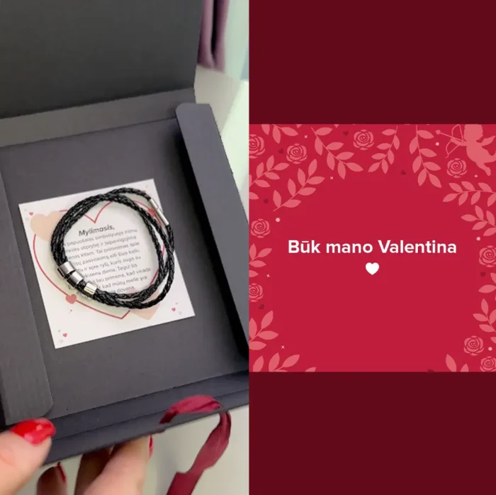 Unisex personalizuota apyrankė Valentinui su brangių žmonių vardais / datomis - Image 5