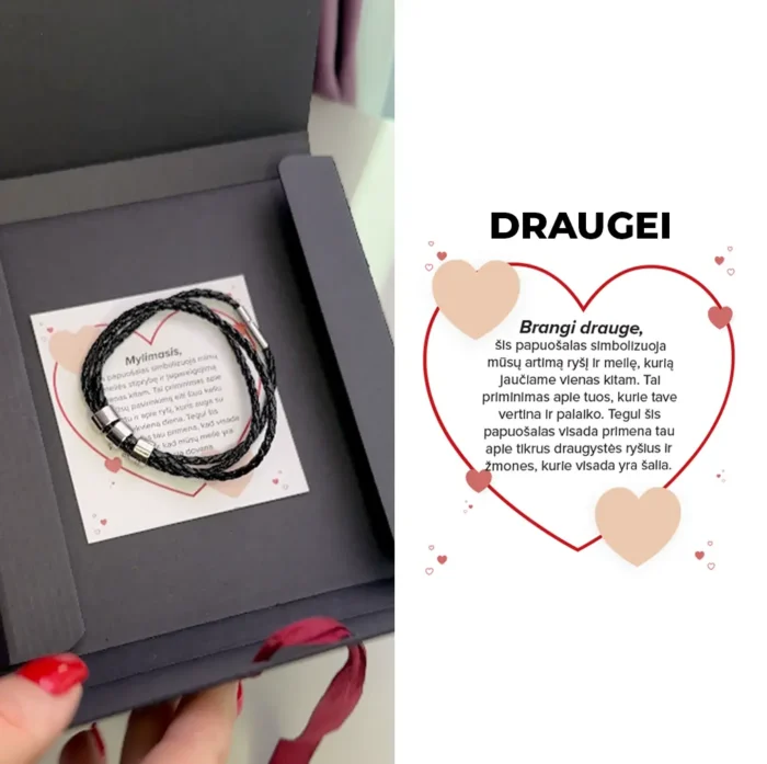 Unisex personalizuota apyrankė Valentinui su brangių žmonių vardais / datomis - Image 17