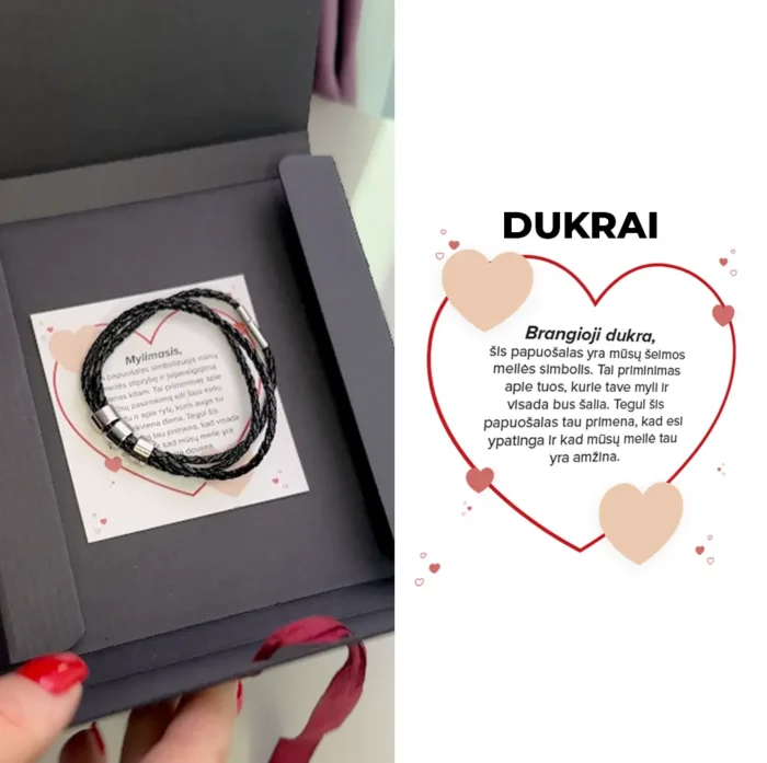 Unisex personalizuota apyrankė Valentinui su brangių žmonių vardais / datomis - Image 15