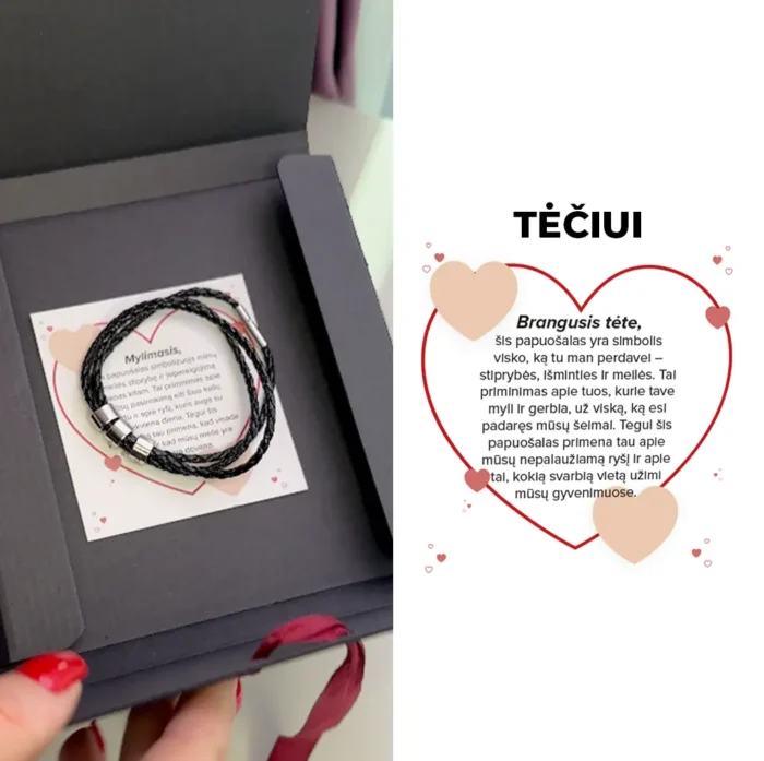 Unisex personalizuota apyrankė Valentinui su brangių žmonių vardais / datomis - Image 12